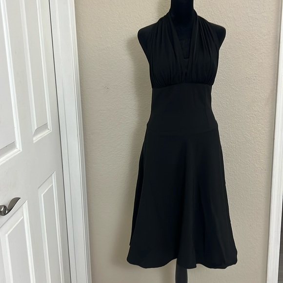 Black halter vintage style dress with pink net bottom size 7 - Picture 2 of 6